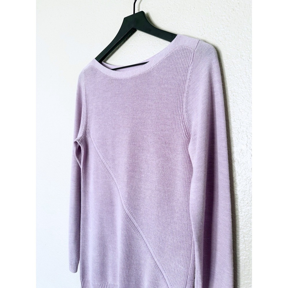 Nordstrom 100% Cashmere Lavender Boatneck Asymmetrical Hem Sweater Womens Small - Picture 3 of 6